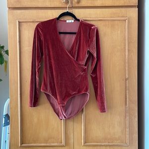 Madewell velvet wrap bodysuit, small